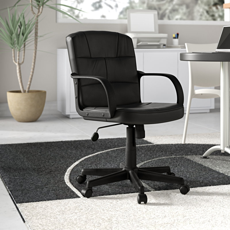 Mid-Back LeatherSoft Swivel Task Office Chair with Arms - Home Office
