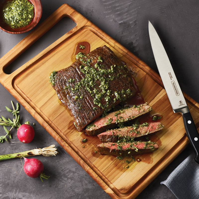 Teak Wood Rectangular Cutting Board with Groove, 15.75 x 10.63 inches