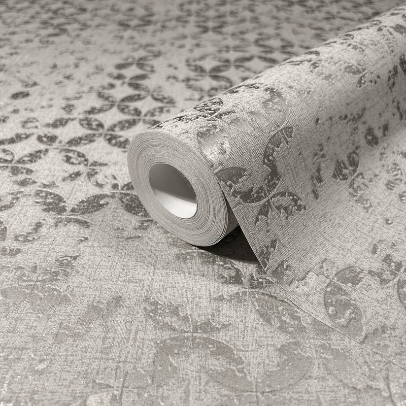 City Romance Collection Stippled Geometric Wallpaper Roll, Grey