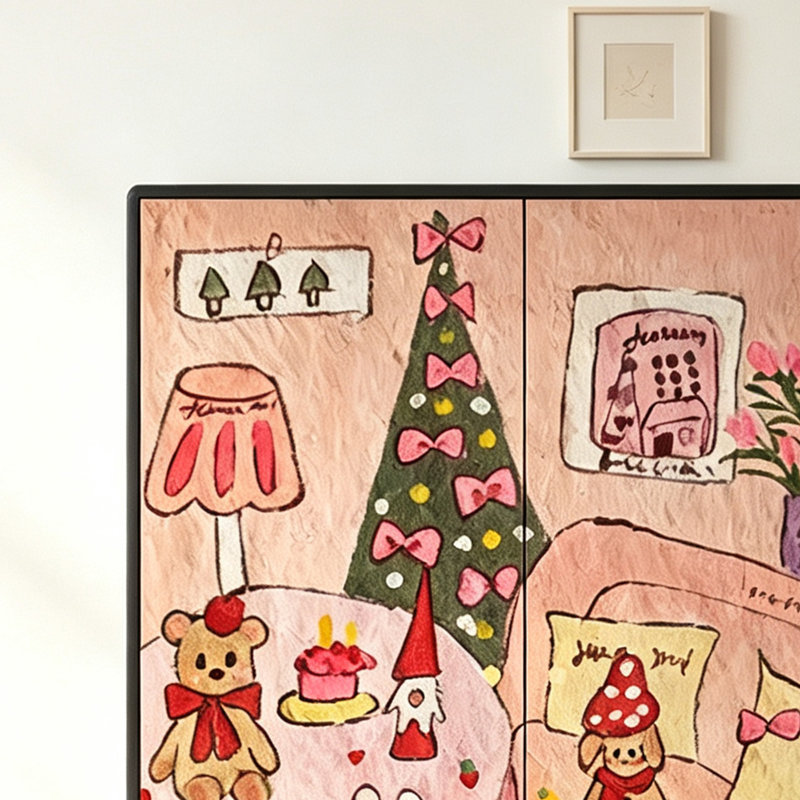Armoire de rangement en bois massif de style français