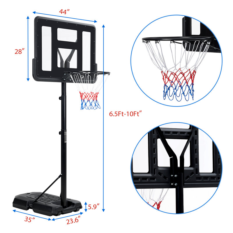 Panier de basketball portatif en plastique à hauteur ajustable l 54 po