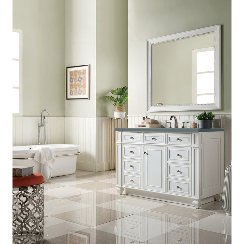 Bristol 48'' W Single Vanity, Bright White, Cala Blue, 8" Widespread