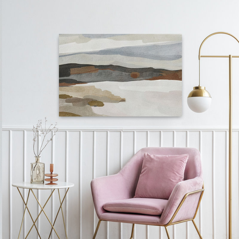Art mural de paysage abstrait de la côte douce et abstraite minimaliste moderne