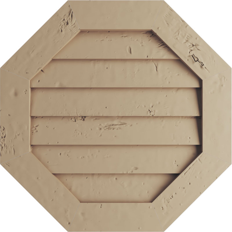 Timberthane Octagonal Faux Wood Non-Functional Gable Vent, Primed Tan, Knotty Pine, 30" H x 30" W x 1" L