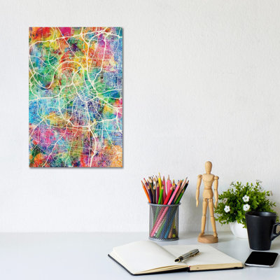 Nashville Tennessee City Map I by Michael Tompsett - 1 Piece Wrapped Canvas Wall Art