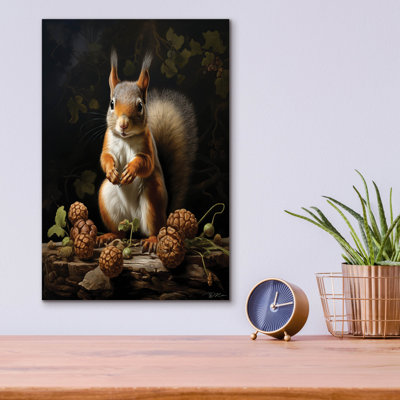  «Grey Squirrel With Berries» par Momart, art mural en verre acrylique, 12 po x 16 po