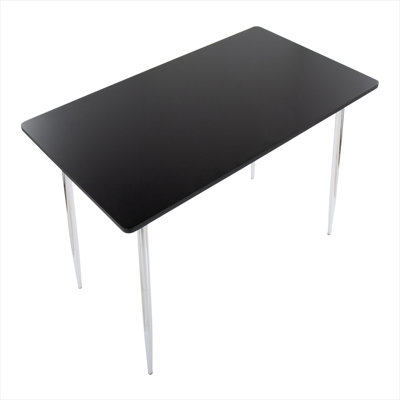 Marcel Contemporary Counter Table In Chrome Metal And Black Wood