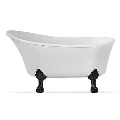 63"" Streamline Clawfoot Soaking Acrylic Bathtub and Bamboo Tray -  NPT9348BL-BL