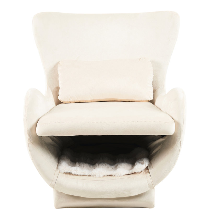 Chaise pour animal de compagnie, ovale, en velours blanc, simple, ergonomique, inclinable et confortable, Blanc