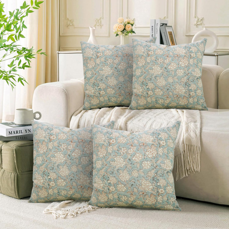 Taie d'oreiller décorative faite à la main à motif de blocs Fab Fabine, satin de coton, 12"H x 20"W, Rectangular
