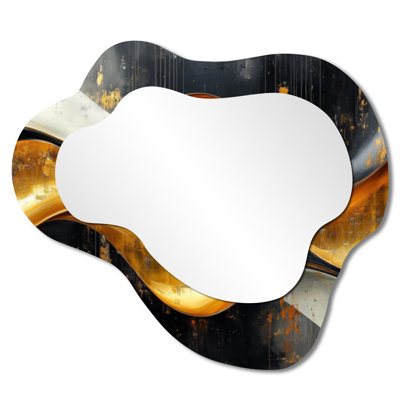 Geometric Cooper Waves I - Abstract Spirals Cloud Decorative Wall Mirror, Modern Vanity Mirror, Printed on Metal