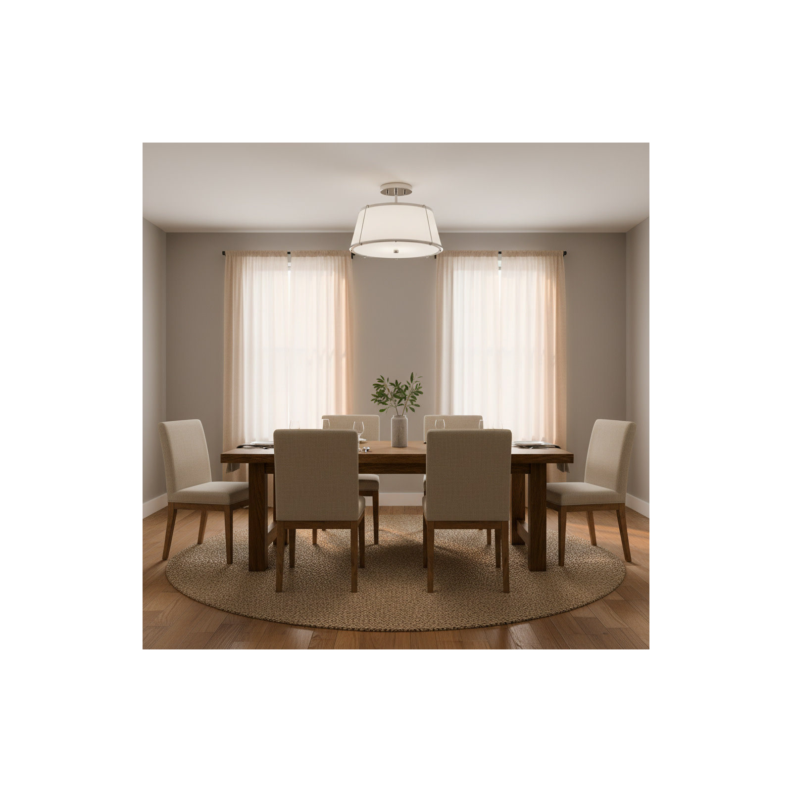 Moxie 2 Light Metal Semi Flush Mount, Polished Nickel, White