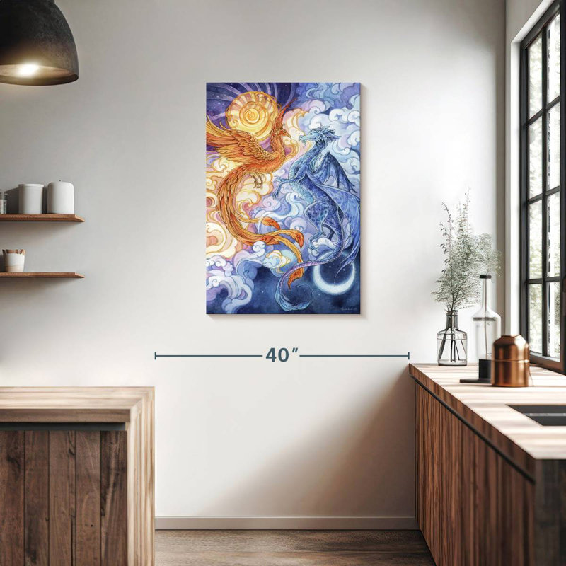 Brampt Sun Phoenix And Moon Dragon, 36" H x 24" W