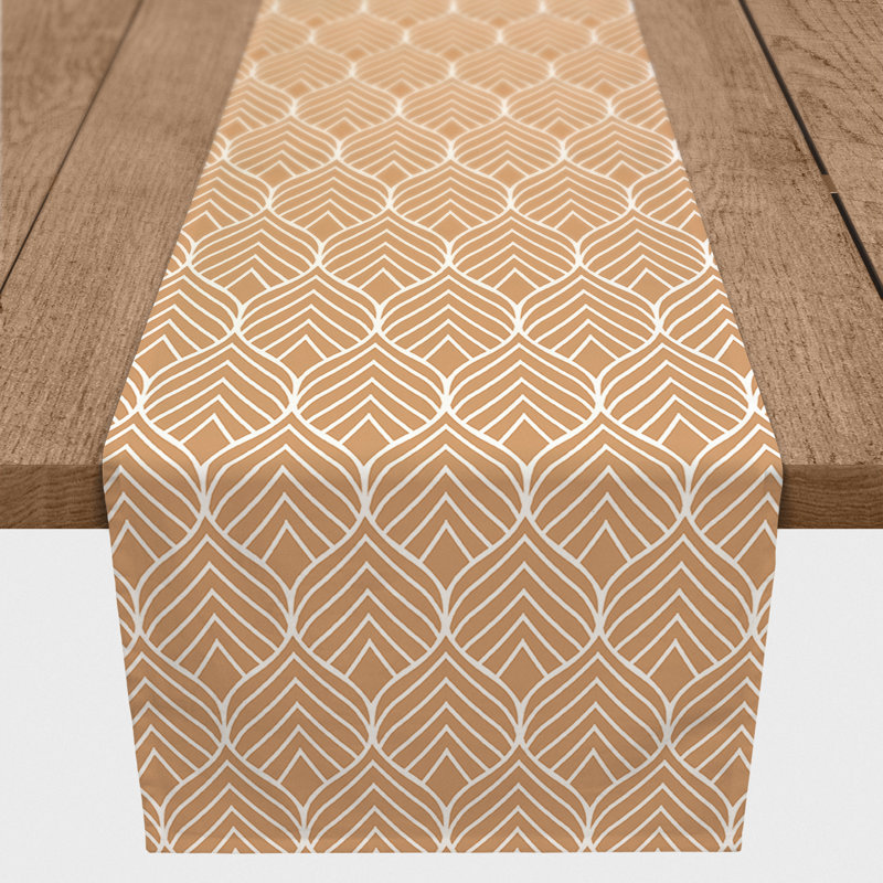 Anatolij Rectangle Polyester Table Runner, 90" x 16", Orange