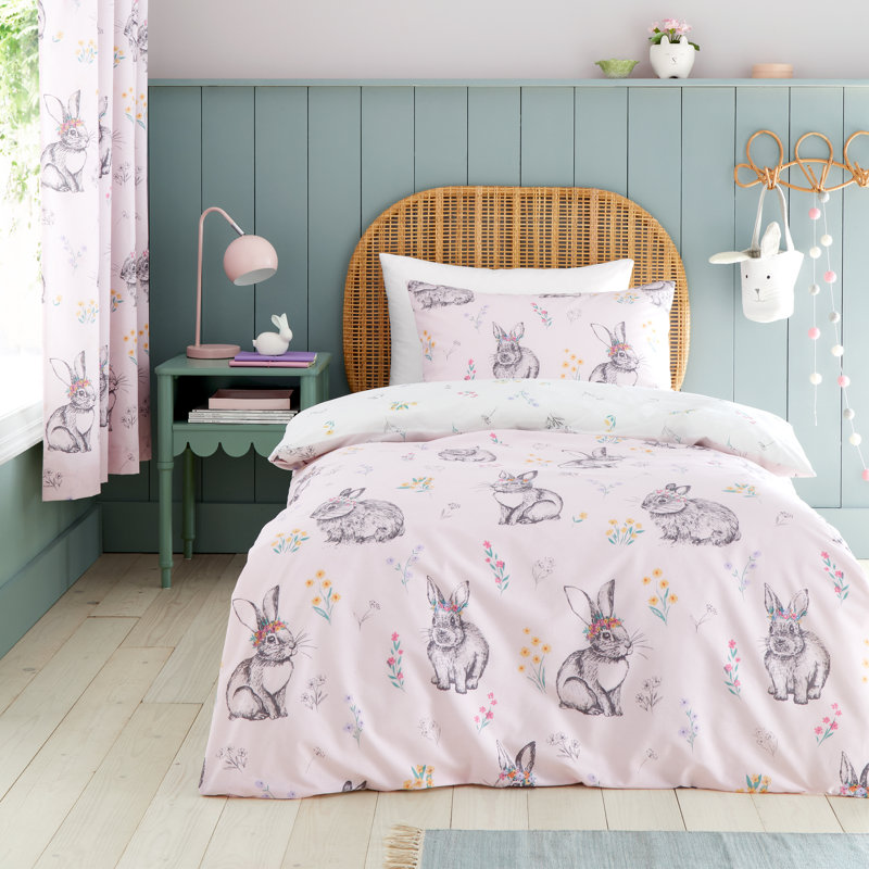Bunny Tails Ditsy Flowers Reversible Duvet Cover Set, Double Duvet Cover + 2 Standard Pillowcases