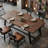 Industrial Dining Table For 6-8 People, 71" Rectangular Brown  Kitchen Table With Sturdy Metal Frame-1648798511