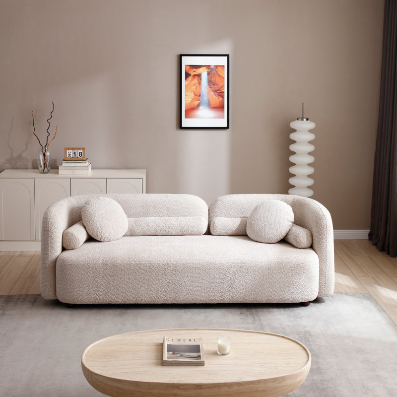 Canapé de luxe moderne pour le salon, canapé rembourré en molleton beige pour bureau à domicile, 3 places, beige clair