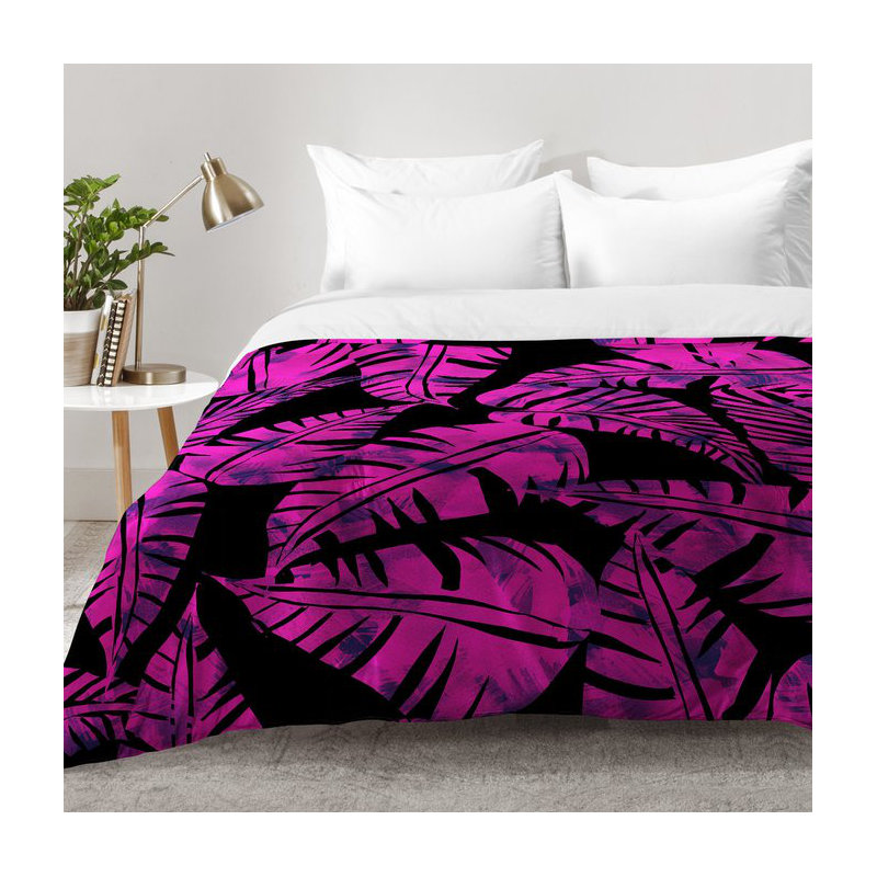 Ensemble d'édredon Schatzi Brown Lani Kai Leaf Magenta, Édredon double / grand + 2 taies décoratives sta