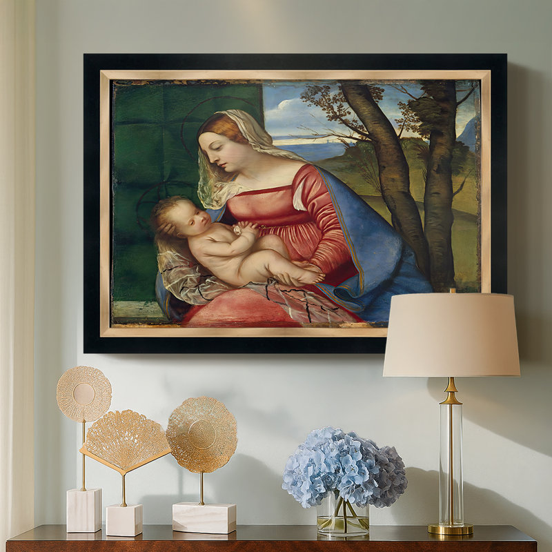 Madone et enfant, v. 1508 - Titien (Tiziano Vecelli) - Toile encadrée sur mesure, 25 x 35, Non, Tuxedo Gold Edge