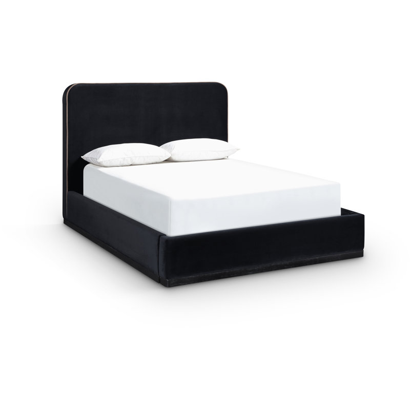 Lit tapissier Dayna, Velours noir, Double