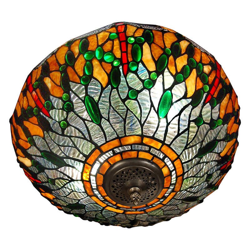 Cora Glass Flush Mount, Yellow/Green/Red