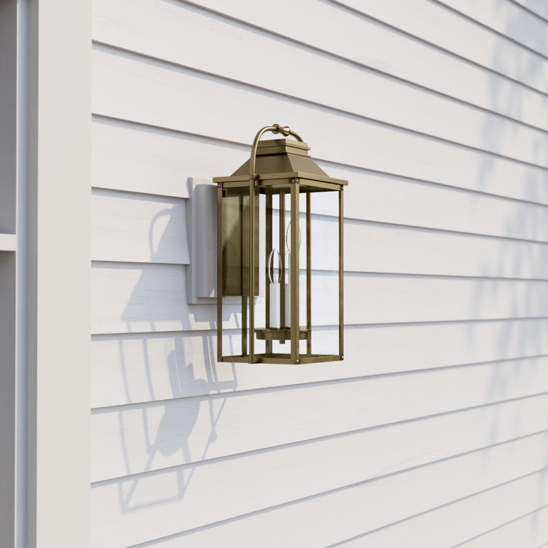 Newson Aluminium Wall Light, 18.25" H x 8.75" W x 7.5" D, Painted Distressed Brass