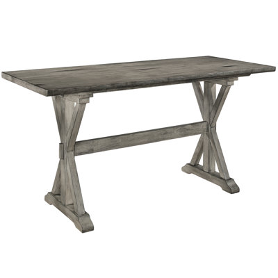 Counter Height Table In Gray, Solid Rubberwood, Seating For 6 Guests At Dinner 6 Dining Table, Gray Finish, Wood Construction