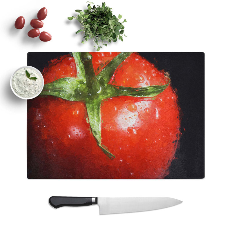 Tempered Glass Tomatoes Chopping Board, 39 cm W x 28.5 cm L
