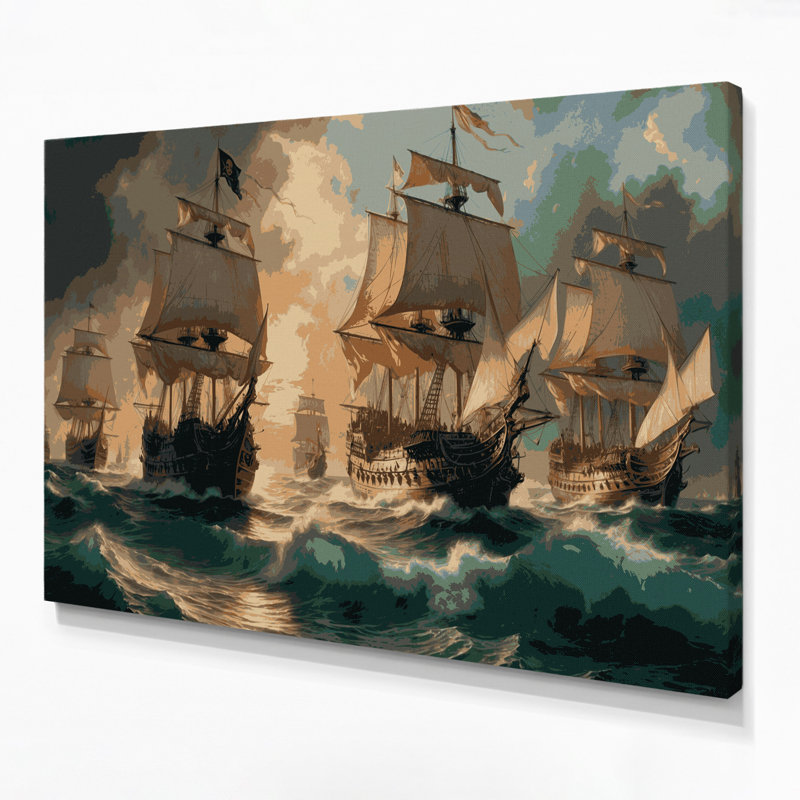 Art nautique sur toile brun, H 24 po x l 36 po