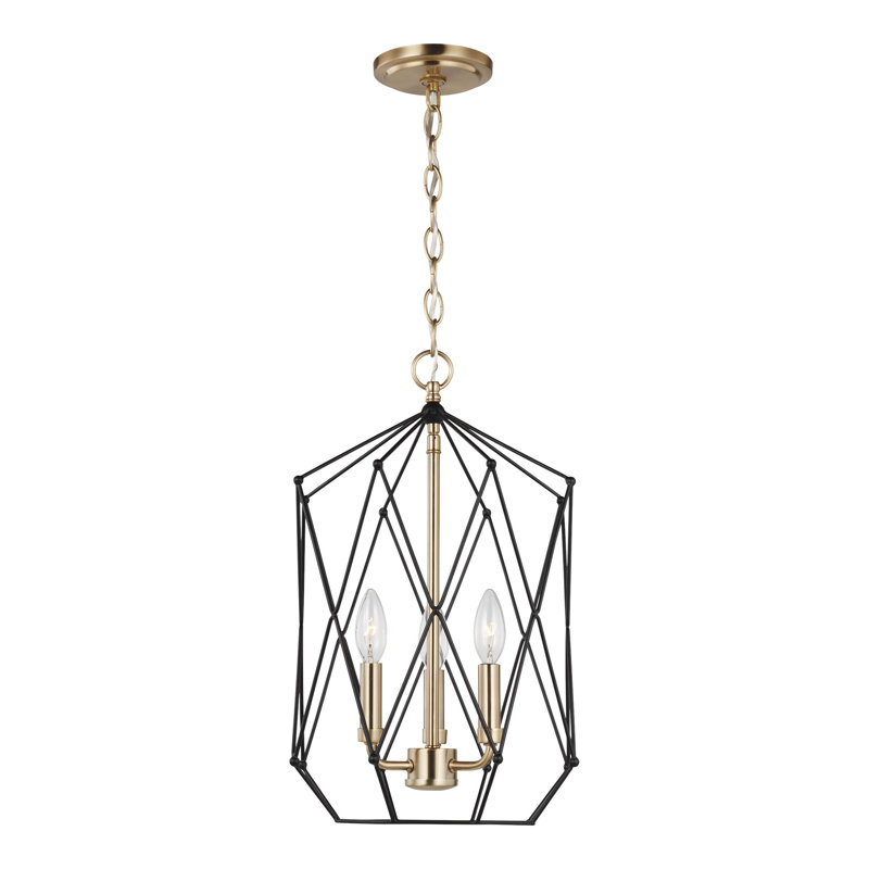 Meade 3 - Light Satin Brass Lantern Pendant, 60W, No