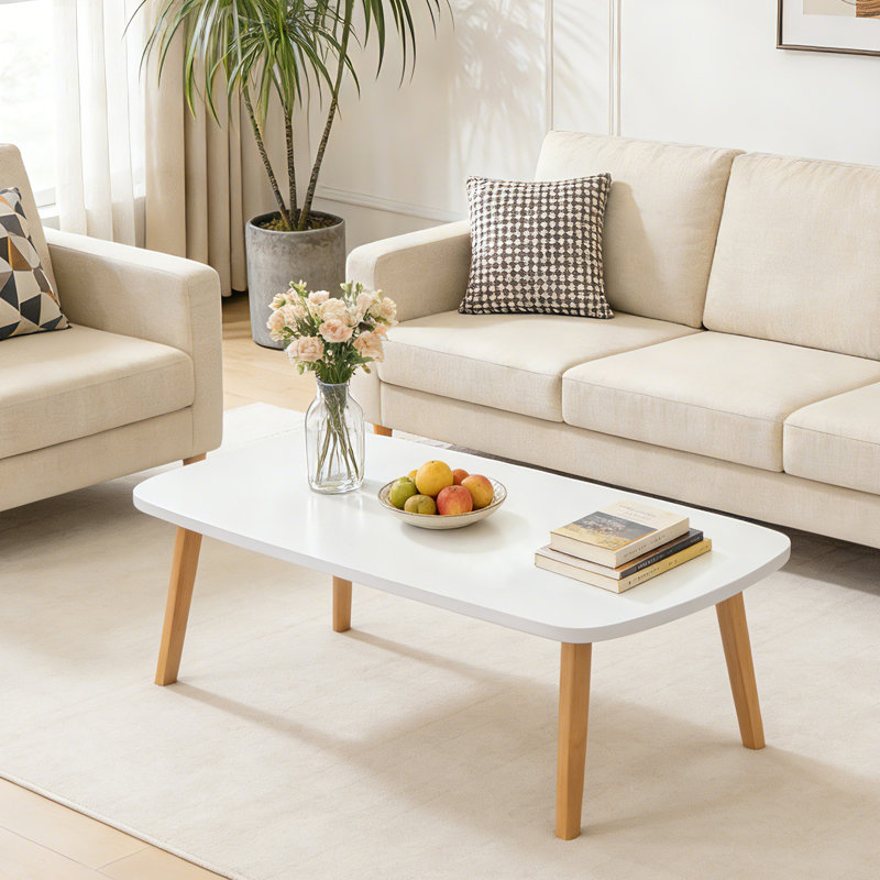 100cm Folding Table, White/Natural