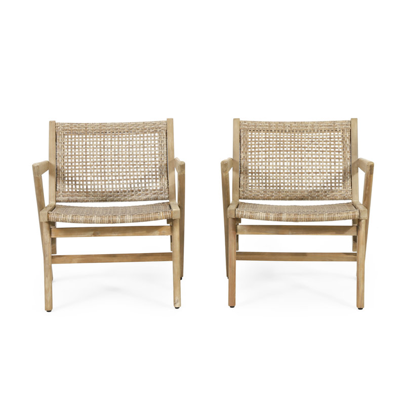 Transitional Outdoor Chairs   Of 2  - Brown Wood 2Pcs With Covering