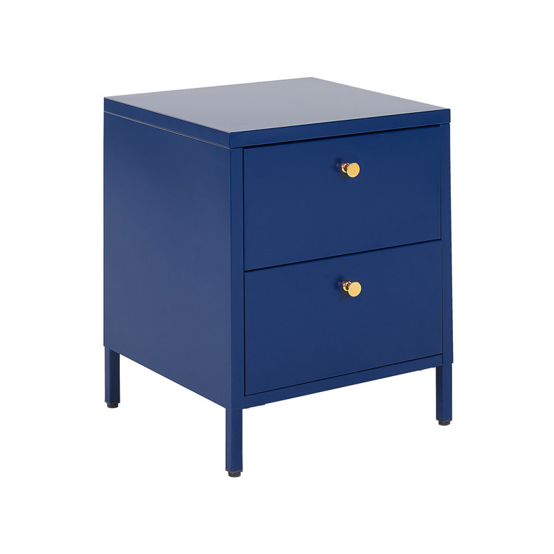 Capsicum 43cm W Steel Bedside Table, Blue