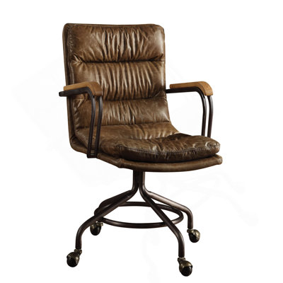 Chaise de bureau vintage pivotante avec roulettes Whiskey