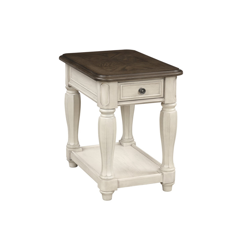Table de bout en bois avec tiroir de rangement et tablette Laze