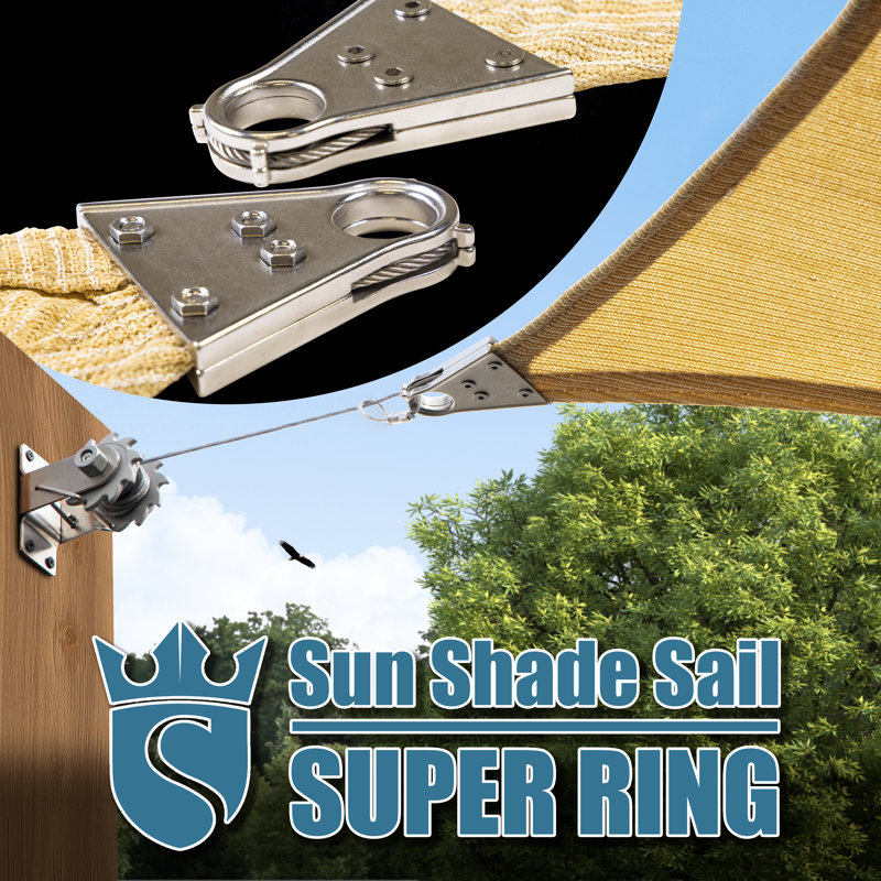 Beige 16' x 18' HDPE Rectangle Shade Sail with Stainless Steel Rings