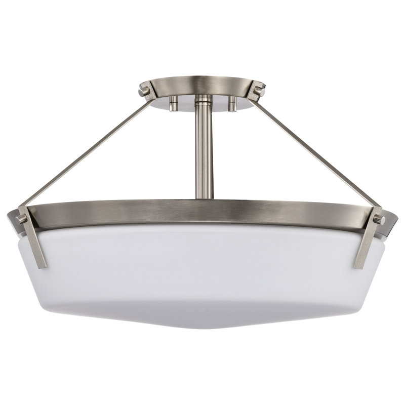 Plafonnier semi-encastré en verre Ruri, Nickel brossé