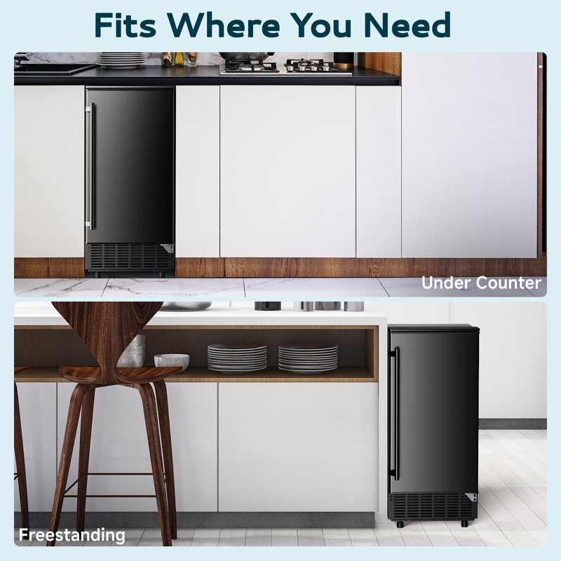 SimzLife 80 lb Machine à glaçons sous le comptoir / autoportante à production quotidienne pour usage commercial et domestique, avec pompe, avec bac de rangement de 25 lb