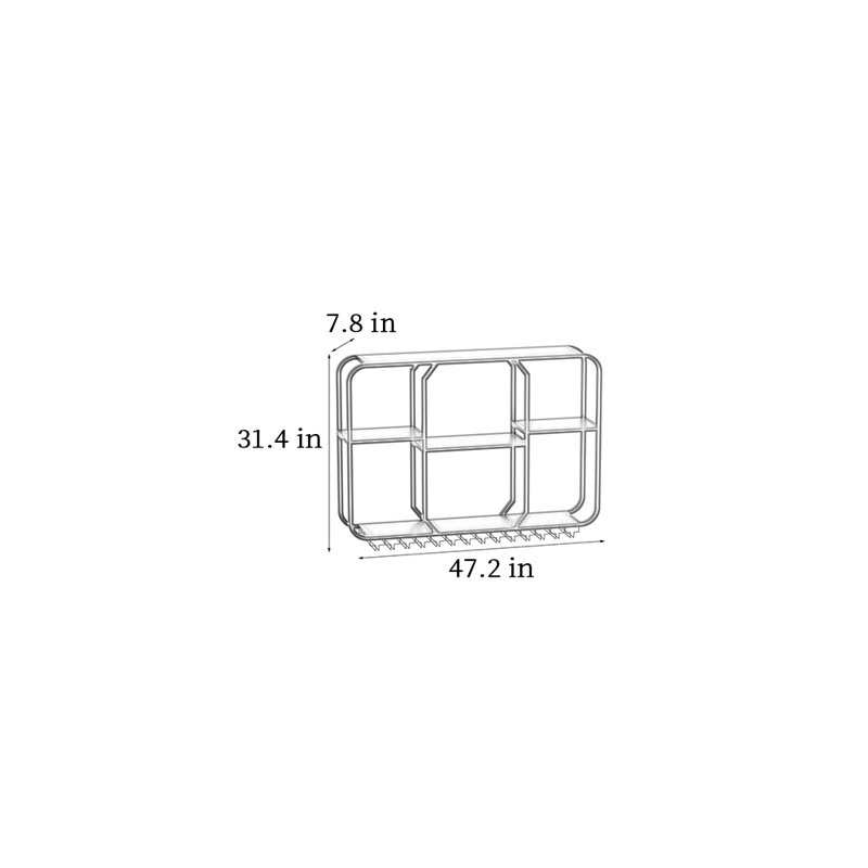 Small Wall Mounted Wine Rack, Black, 31.4" H x 47.2" W x 7.8" D