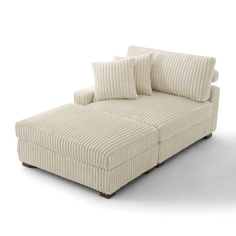 Upholstered Chaise Lounge, Left Hand Facing, White
