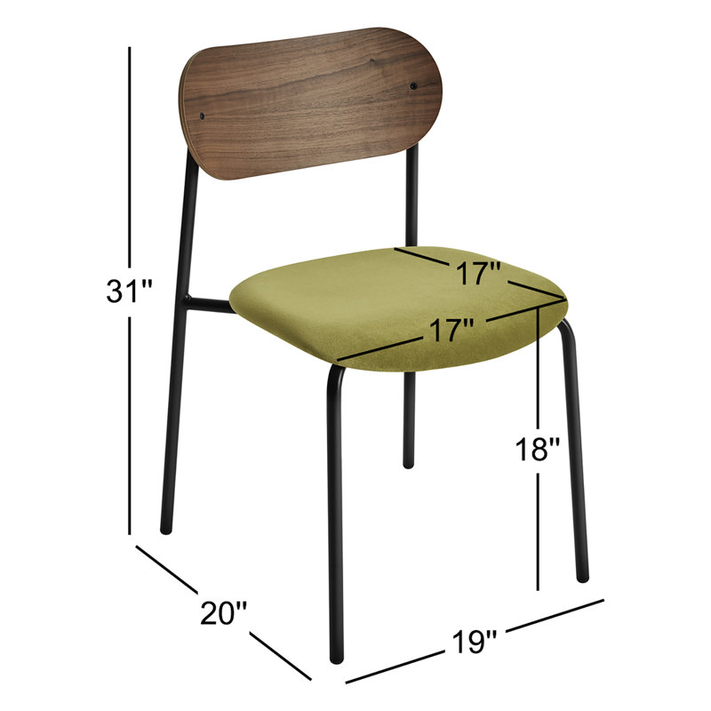 SideBySide Upholstered Dining Chair, Bella Loden Performance Velvet, Walnut