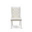 Ensemble de table de salle à manger 7 pièces composé de 6 chaises en similicuir capitonné blanc capitonné avec têtes de clous et table de salle à manger en bois blanc lin - Lin brossé blanc-2083023923