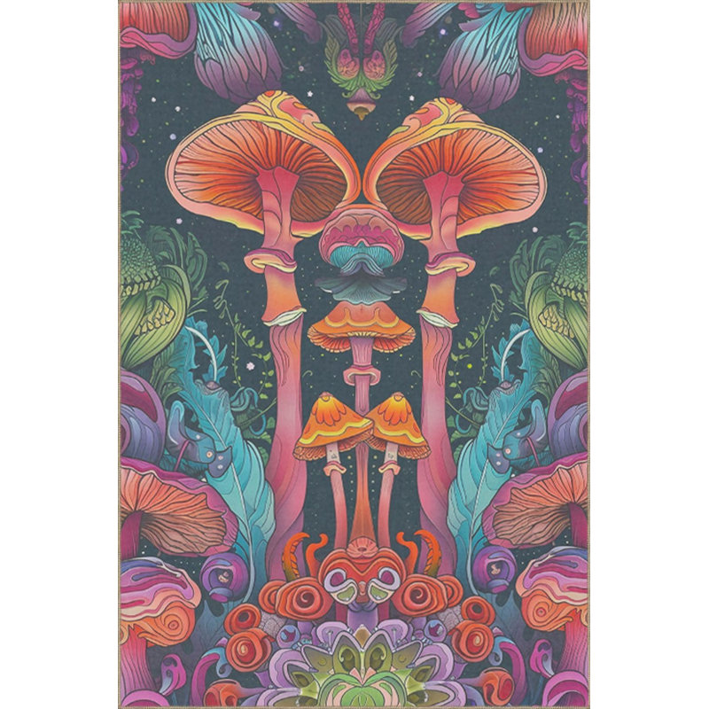 Tapis tissé à motif champignon et tapis lavable, Tapis de couloir 3 pi 3 po x 6 pi 7 po inclus