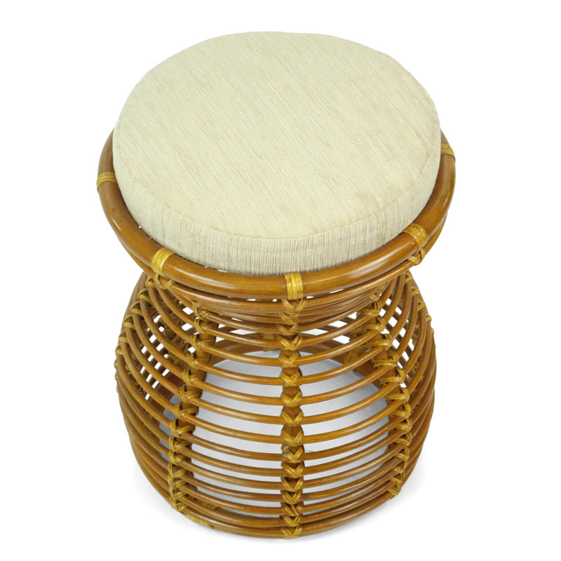 Adero Rattan Accent Stool, Colonial