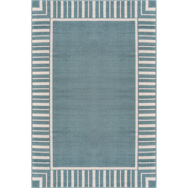 Tapis géométrique intérieur / extérieur, Sarcelle, Rectangle 9' x 12'