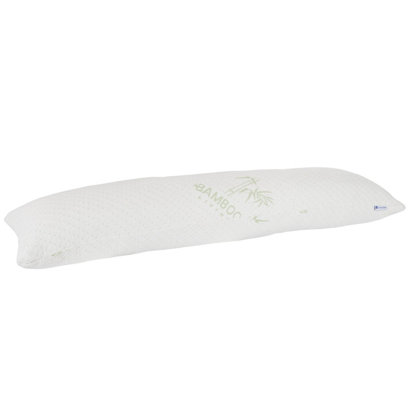 Charcoal Infused Memory Foam Body Pillow with Bamboo Cover - for Side, Stomach, and Back Sleepers