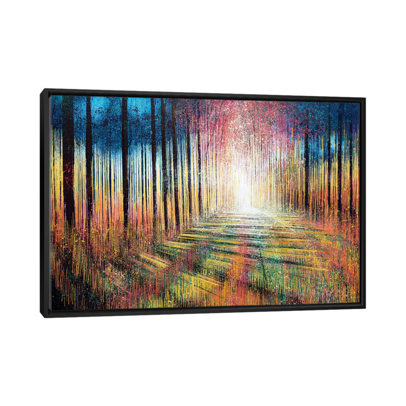 « matinée lighting trees », impression sur toile, H 18 po x l 26 po x P 1,5 po, Toile avec cadre noir