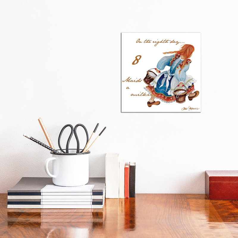 Eight Maids A-Milking by Janice Gaynor - Wrapped Canvas Print, 30.48 cm H x 30.48 cm W