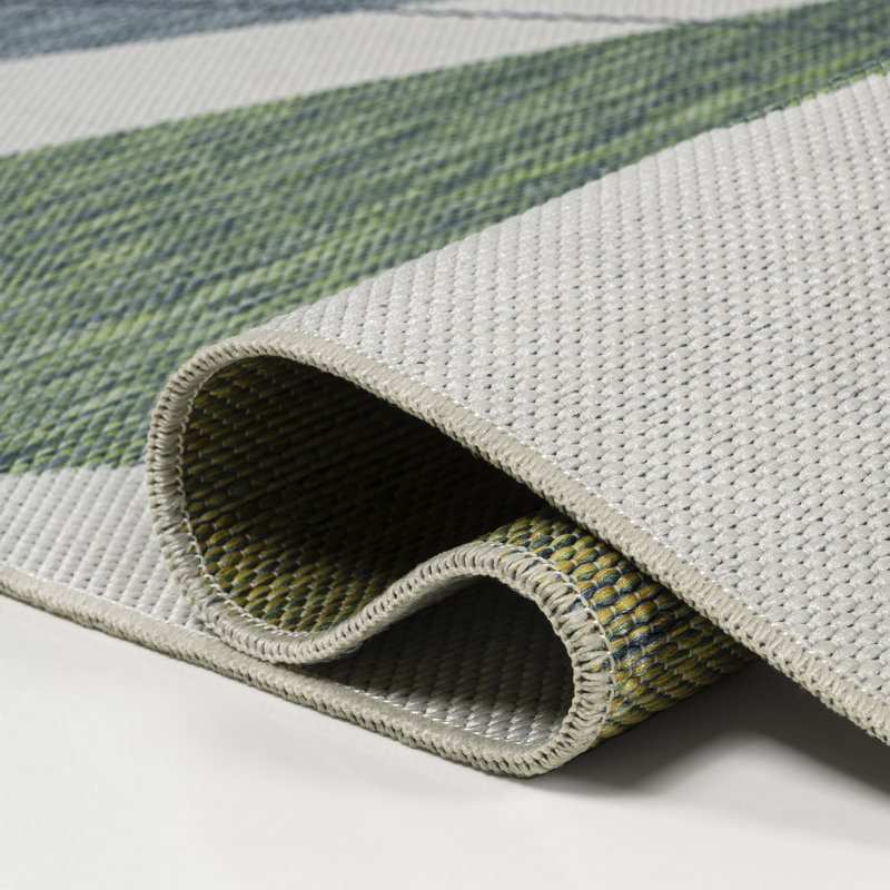 Tapis d'intérieur / extérieur vert / crème Correlly, Rectangle 4pi x 6 pi