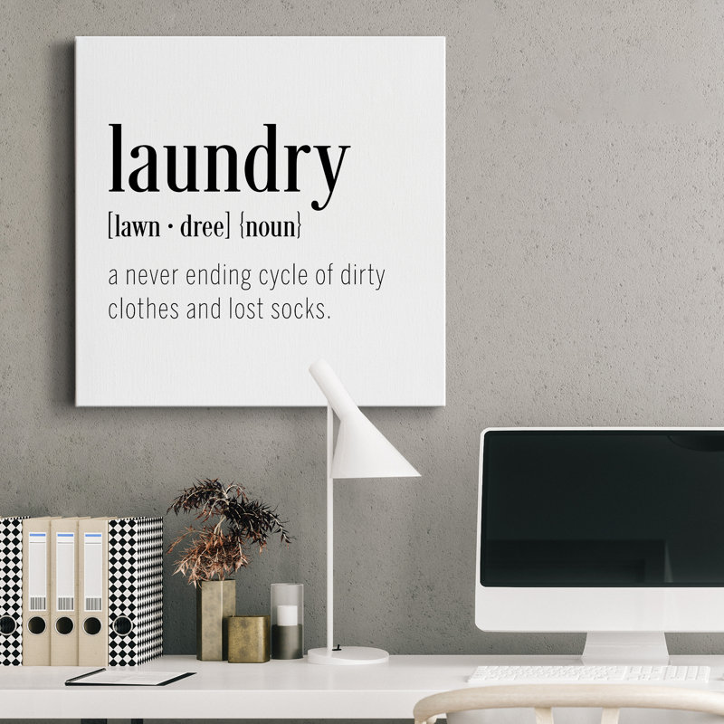 Laundry Laundry - Toile tendue avec châssis de qualité supérieure - prête à être accrochée, H 16 po x l 16 po x P 1 po